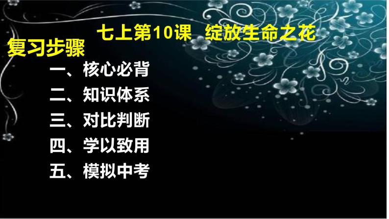 2021-2022学年部编版道德与法治七年级上册  第十课  绽放生命之花  复习课件（14张PPT）01