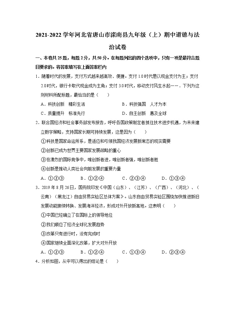 2021-2022学年河北省唐山市滦南县九年级(上)期中道德与法治试卷 解析版第1页