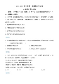 河南省周口市鹿邑县2020-2021学年九年级上学期期末道德与法治试题