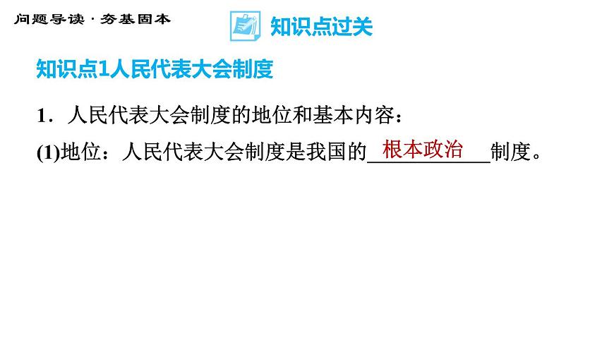 人教版八年級下冊道德與法治 第3單元 第5課 基本經濟制度 第2課時 根本政治制度 習題課件第4頁