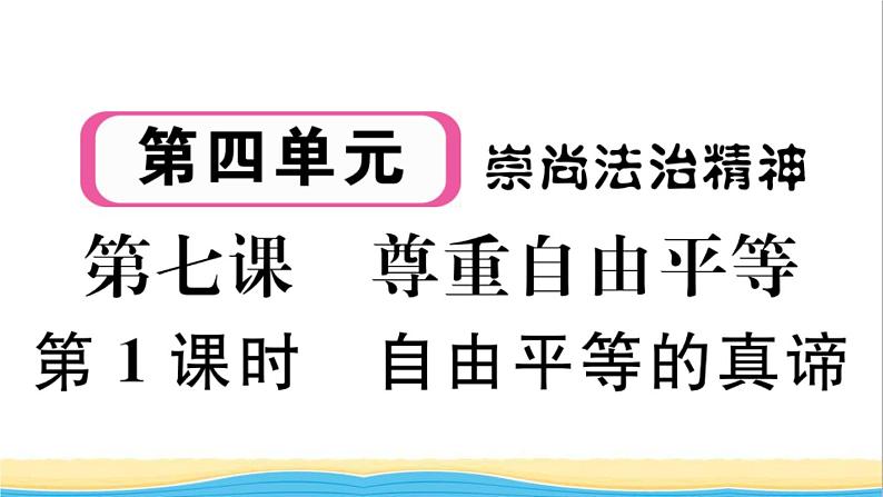 玉林专版八年级道德与法治下册第四单元崇尚法治精神第七课尊重自由平等第1框自由平等的真谛作业课件新人教版第1页