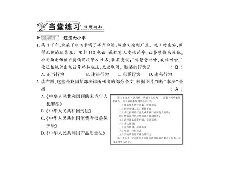 人教版八年级道德与法治上册习题课件：第五课第一框 法不可违04