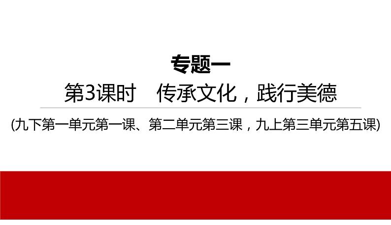 2022年河北中考道德与法治一轮复习课件:第3课时 传承文化,践行美德第1页