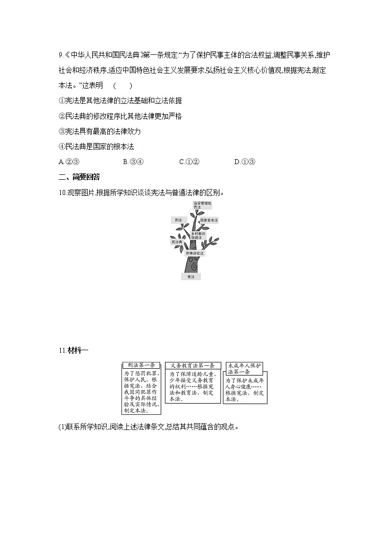 2021-2022学年道德与法治八年级下册 2.1 坚持依宪治国 作业 (3) 练习03