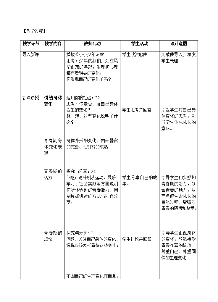 人教版《道德與法治》七年級下冊-1.1  悄悄變化的我 教學設計第2頁