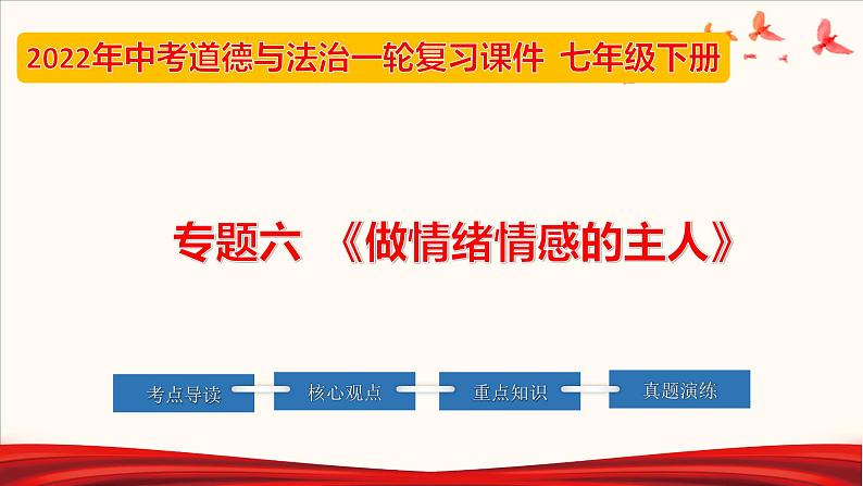 2022年中考道德与法治第一轮夯实基础靶向复习 专题06 做情绪情感的主人(课件)第1页