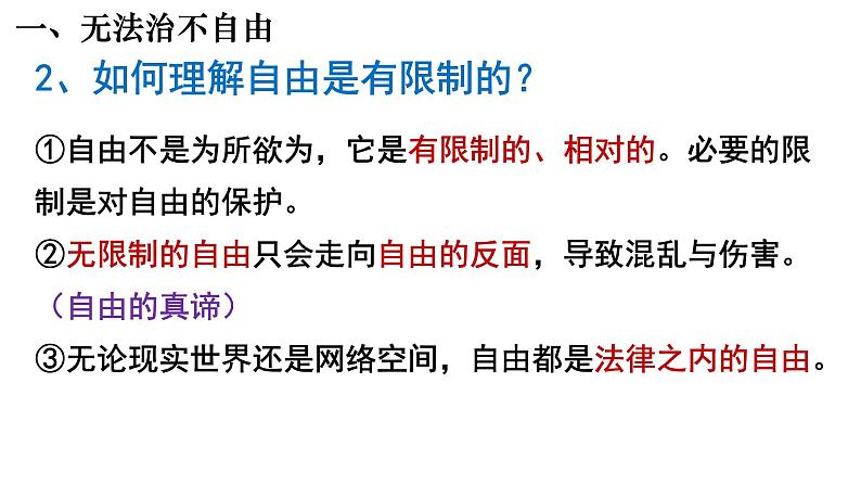 7.1 自由平等的真谛 课件-2021-2022学年部编版道德与法治八年级下册07