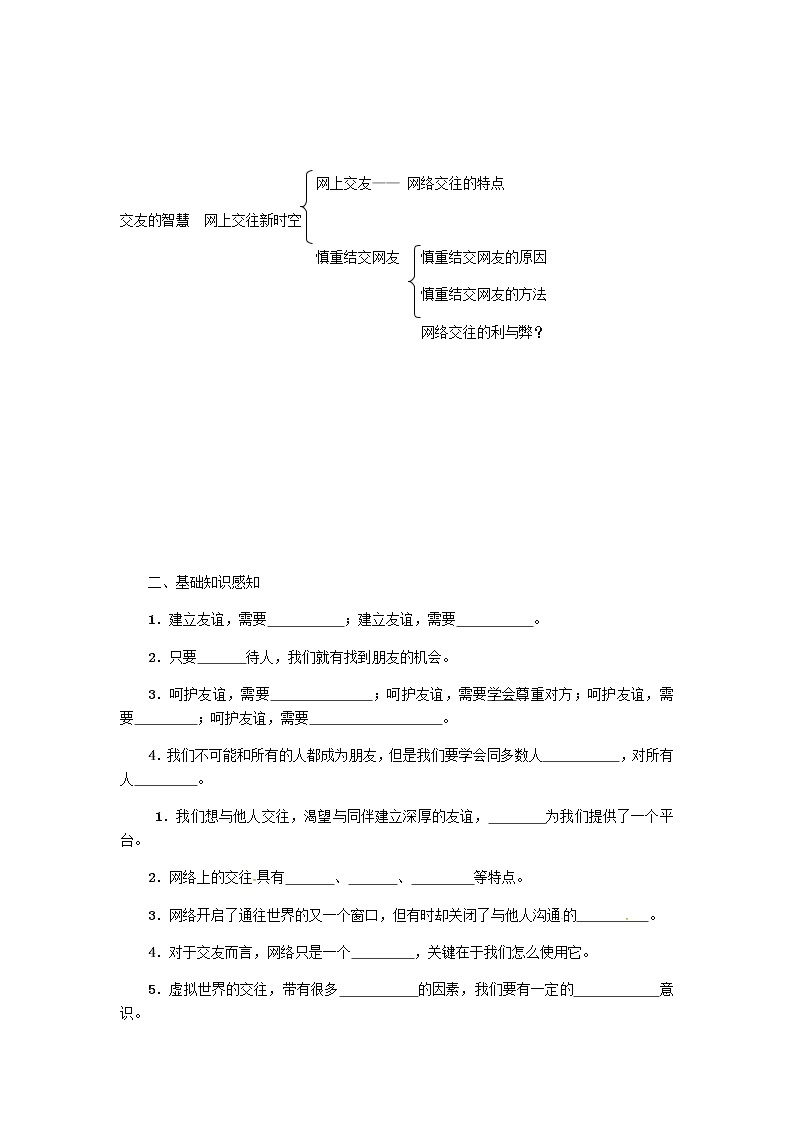 部编道德与法治七年级上册第五课  交友的智慧复习学案02