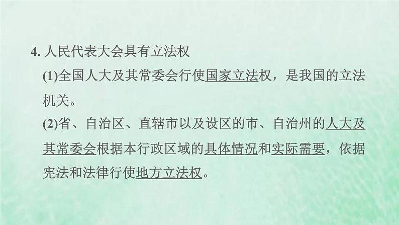 福建专用新人教版八年级道德与法治下册第三单元人民当家作主第六课我国国家机构第1框国家权力机关课件第5页