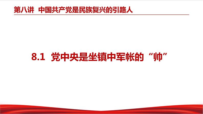 习近平新时代中国特色社会主义思想学生读本8.1《党中央是坐镇中军帐的“帅”》课件+教案+视频素材03