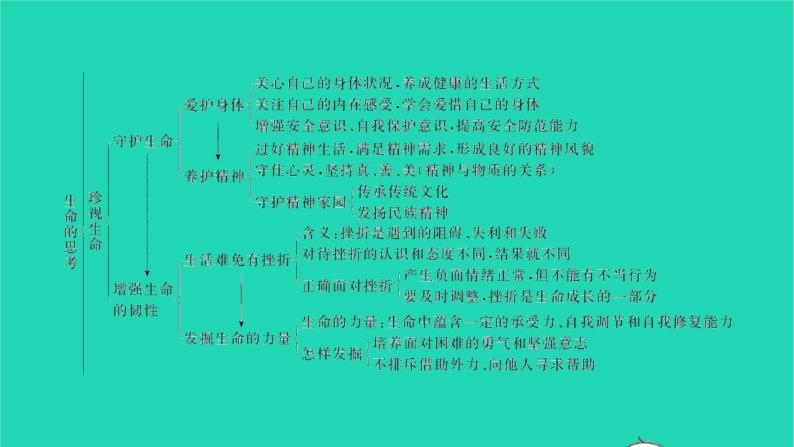 政治人教版七年级上册同步教学课件第4单元生命的思考单元复习与小结习题03