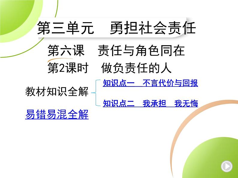 八年级上册道德与法治03-第三单元 勇担社会责任 01-第六课 责任与角色同在第2课时课件+同步练习01