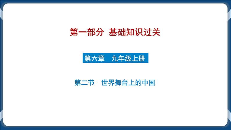 9.6 初中道德与法治 中考一轮复习第22课时九下二世界舞台上的中国 课件01