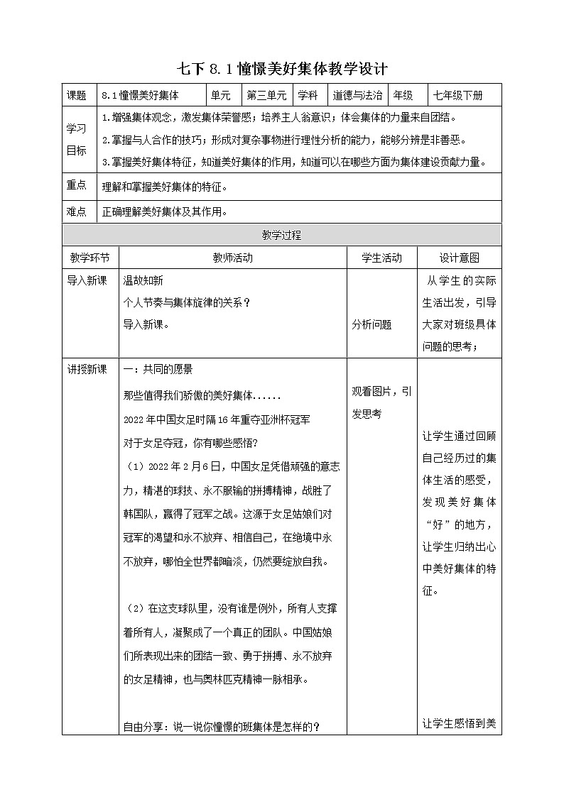 8.1憧憬美好集体 课件 +视频素材(送教案)01