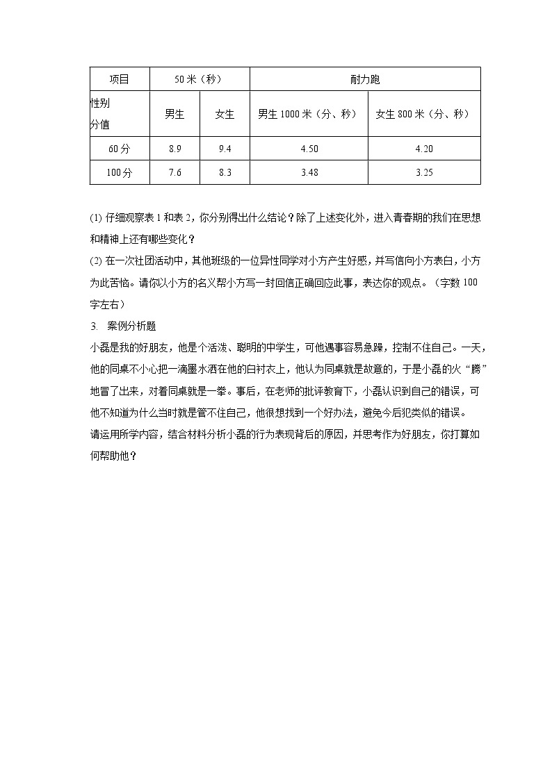 上海市奉贤区待问中学（五四学制） 2021-2022学年七年级上学期期末考试道德与法治试卷(含答案)02