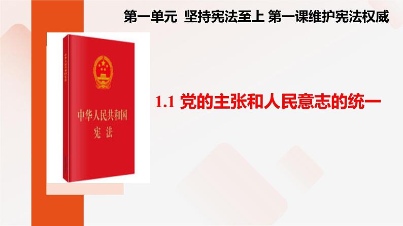 2022-2023学年部编版道德与法治八年级下册1.1 党的主张和人民意志的统一 课件第1页