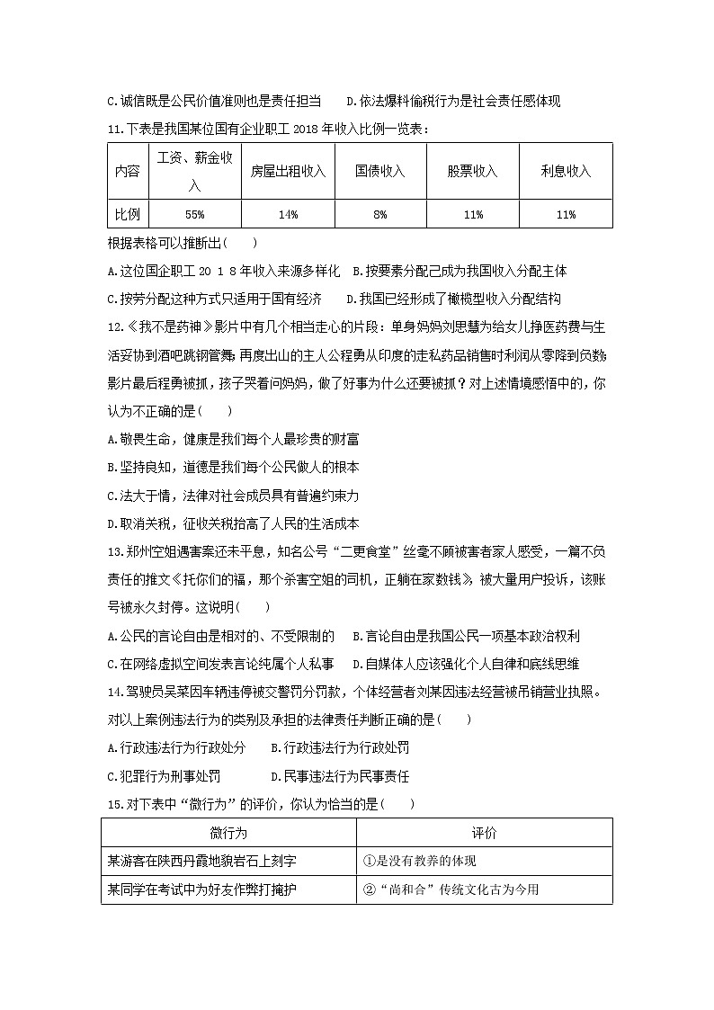 初中政治中考复习 广西北部湾经济区2019届中考道德与法治同城联考全真模拟试题第3页