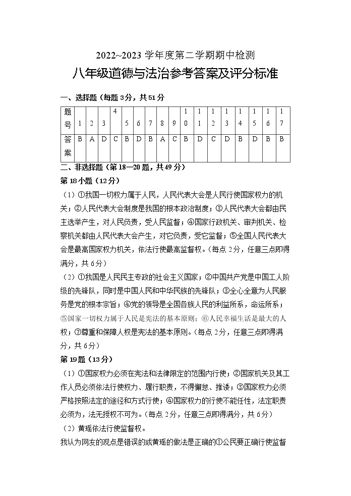 江苏省徐州市2022-2023学年八年级下学期4月期中道德与法治试题01