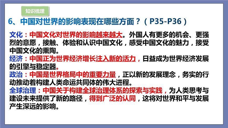 第二单元 世界舞台上的中国（知识梳理）——2022-2023学年部编版道德与法治九年級下冊单元综合复习課件PPT第7页