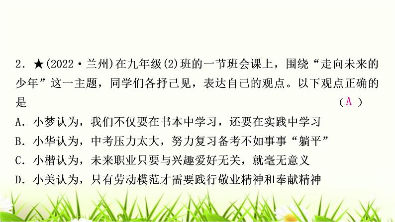 中考道德与法治复习重难点强化训练(十)作业课件第3页