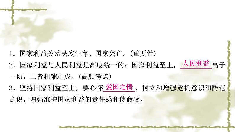 中考道德与法治复习八年级上册第四单元维护国家利益教学课件第2页