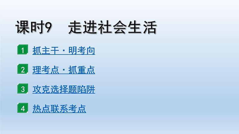 道德与法治中考一轮总复习课件 课时9 走进社会生活(八上第一单元)第1页