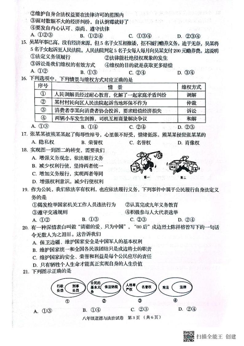 广西贺州市昭平县+2022-2023学年八年级下学期期中自主检测道德与法治试卷03