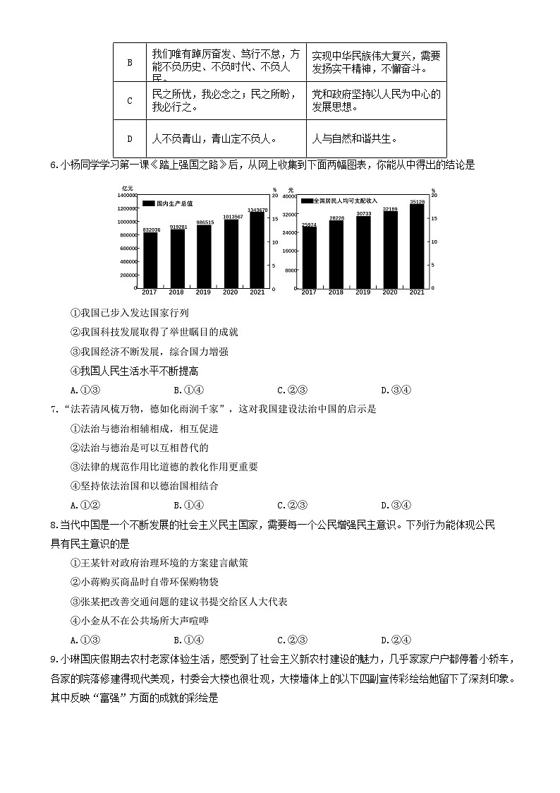 2023北京门头沟初三(上)期末道德与法治第2页