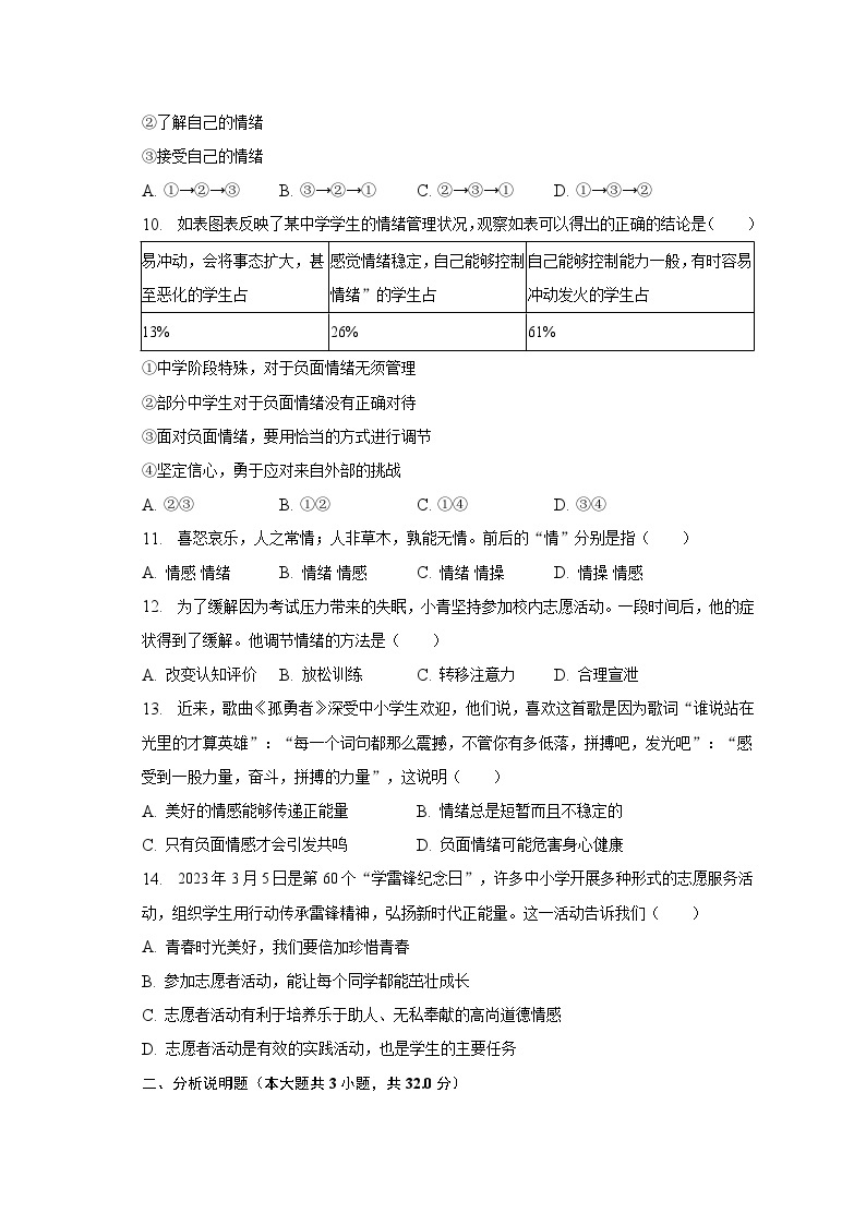 2022-2023学年湖北省咸宁市嘉鱼县、赤壁市七年级（下）期中道德与法治试卷（含解析）03