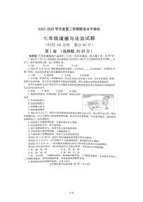 山东省嘉祥县 2022-2023学年七年级下学期期末学业水平测试道德与法治试题