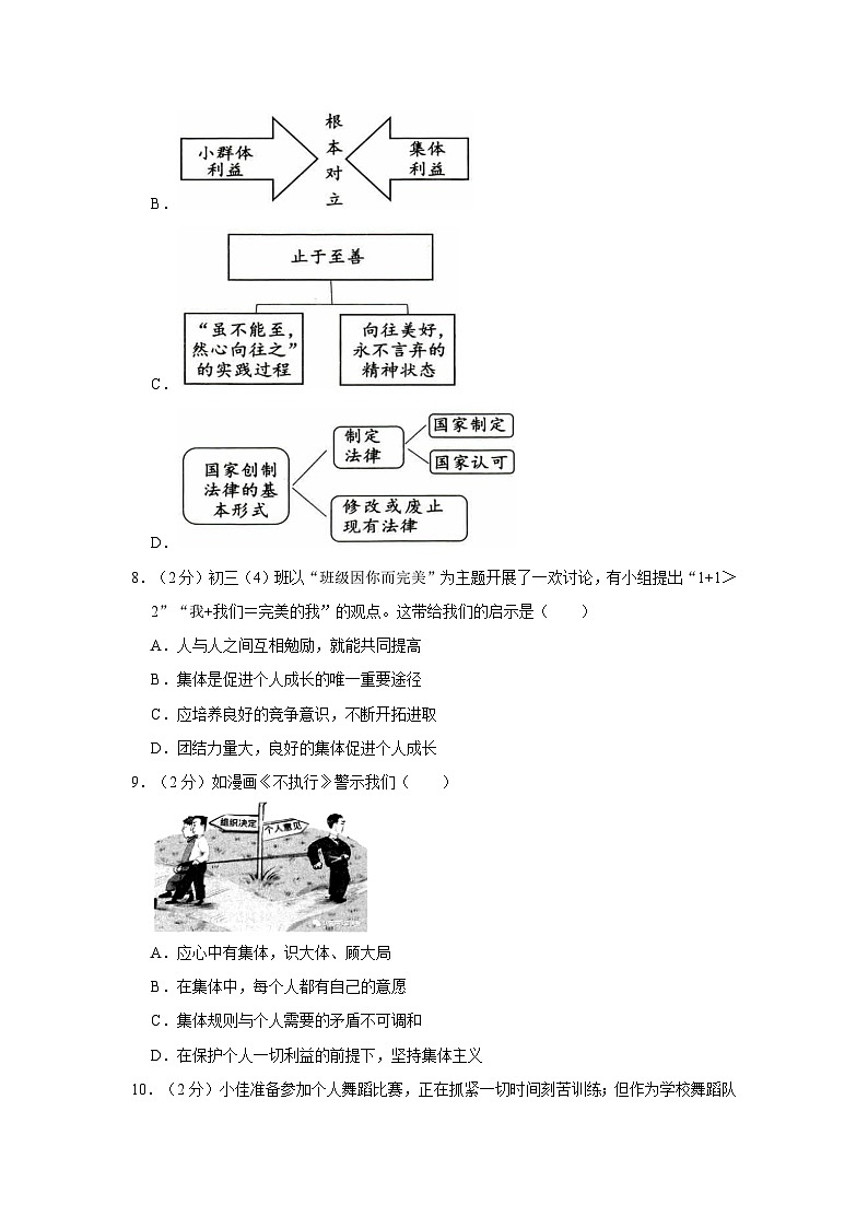 2022-2023学年湖北省武汉市江夏区、蔡甸区、黄陂区七年级(下)期末道德与法治试卷(含答案解析)第3页