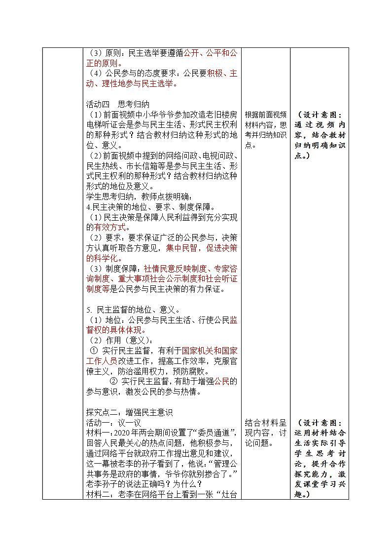 部编版道德与法治九上3.2《参与民主生活》课件+教案03