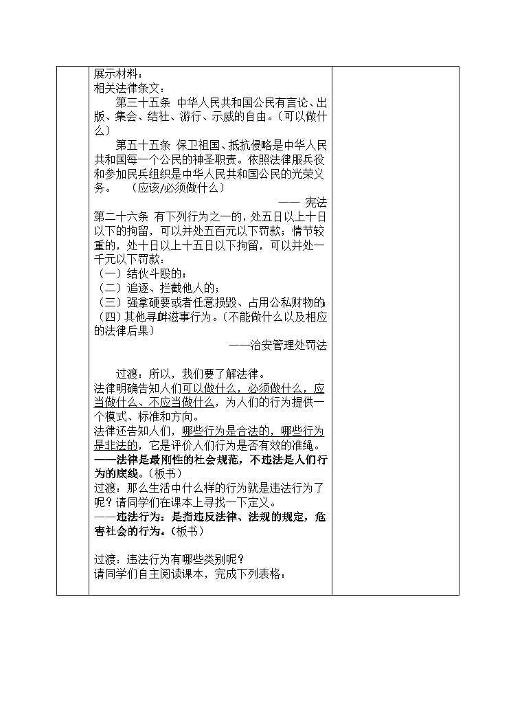 初中道德与法治 统编版(五四学制)八年级上册 第5课 做守法的公民 5.1 法不可违 教案02
