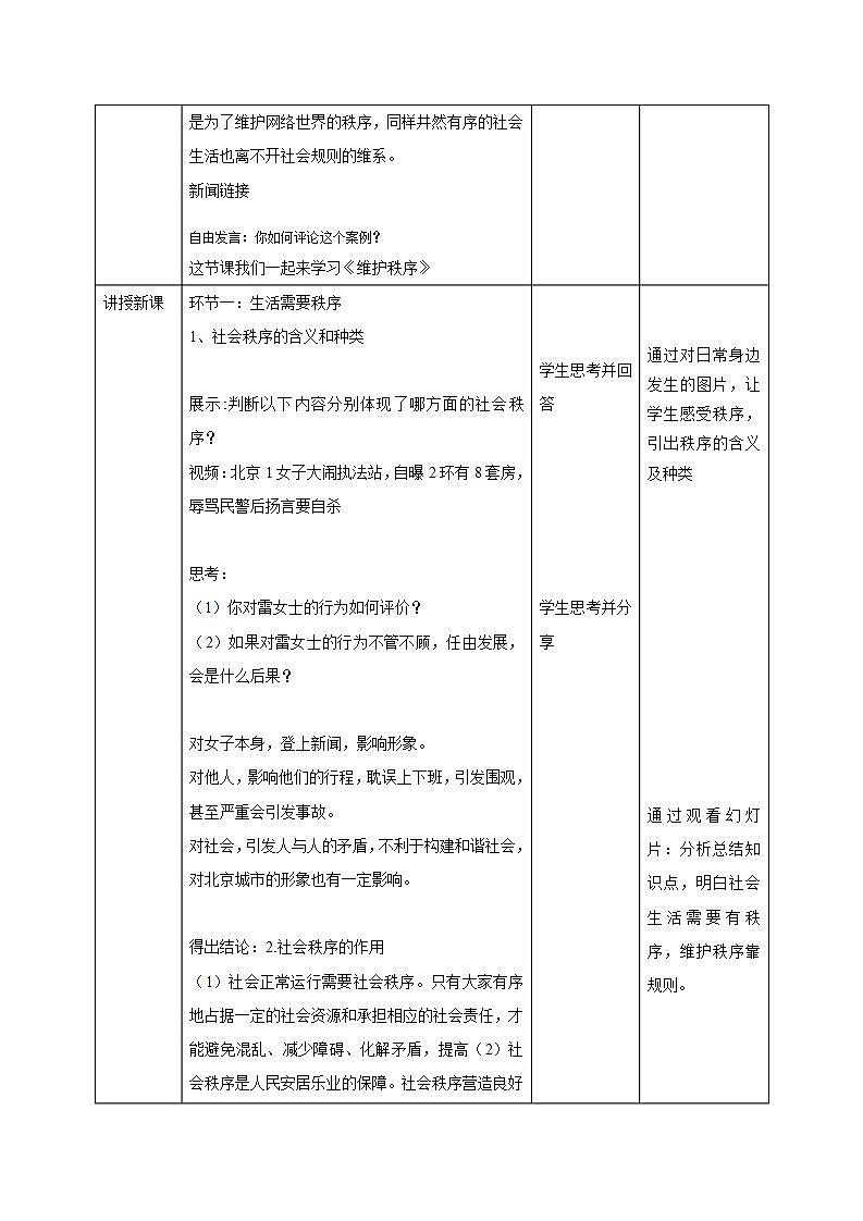 人教部编版八年级道德与法治上册 3.1《维护秩序》 课件+同步教案+视频资料02