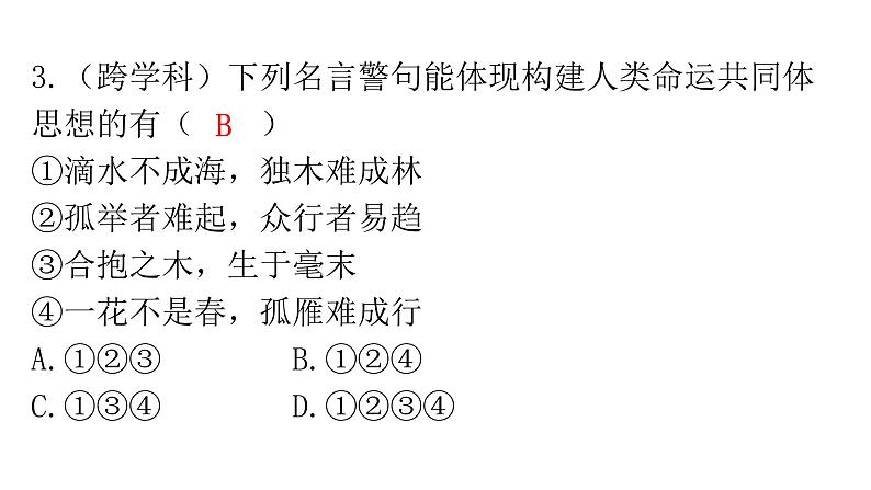 人教版道德与法治九年级下册第一单元第二课第二课时谋求互利共赢分层作业课件第4页
