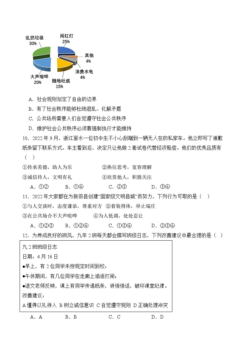 【期中模拟】(部编版)2023-2024学年八年级道德与法治上册 期中模拟测试卷(二).zip03