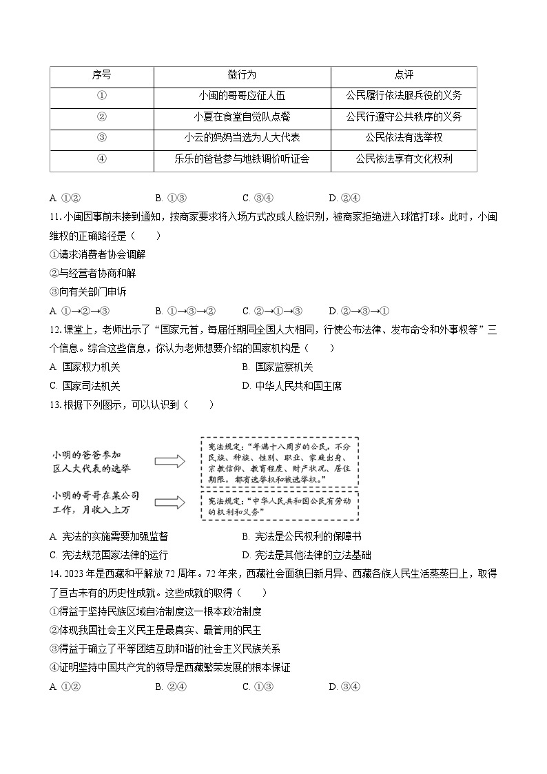 2022-2023学年福建省福州外国语学校八年级（下）期末道德与法治试卷（含答案解析）03