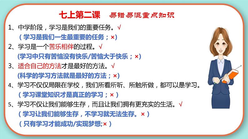 2023-2024学年七年级道德与法治上册(部编版)期中考点大串讲 第二课 学习新天地【期中考点串讲】课件PPT第7页