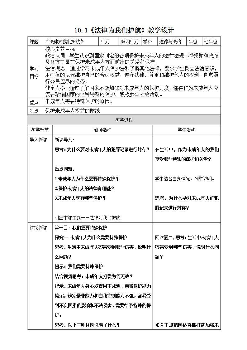 【核心素养】10.1《法律为我们护航》课件+教案+视频01