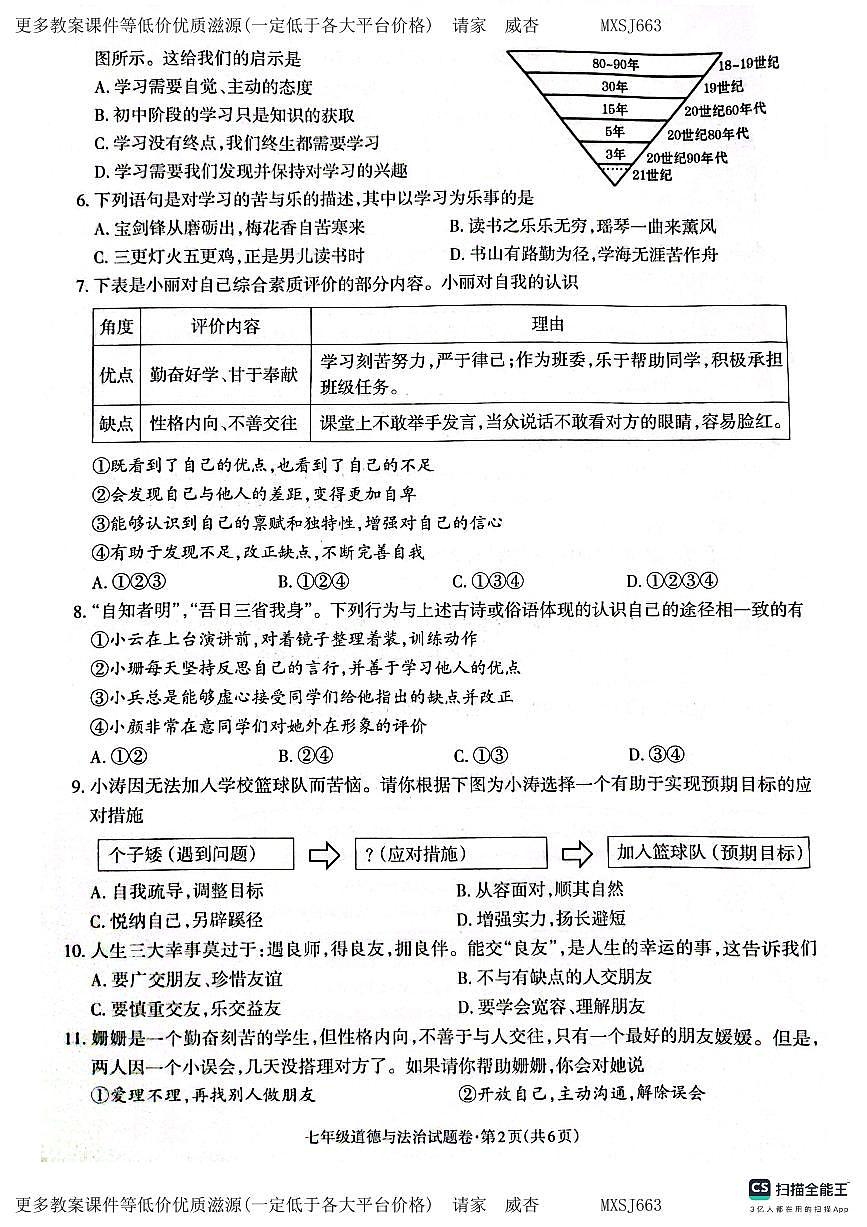 云南省昭通市昭陽(yáng)區(qū)2023-2024學(xué)年七年級(jí)上學(xué)期1月期末道德與法治試題第2頁(yè)