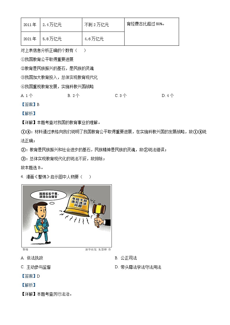 2023-2024学年湖南省长沙市长郡教育集团九年级上学期期中道德与法治试题02