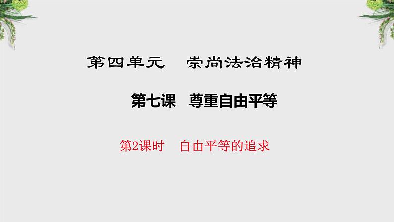 7.2 自由平等的追求 课件-2023-2024学年统编版道德与法治八年级下册 (4)第1页