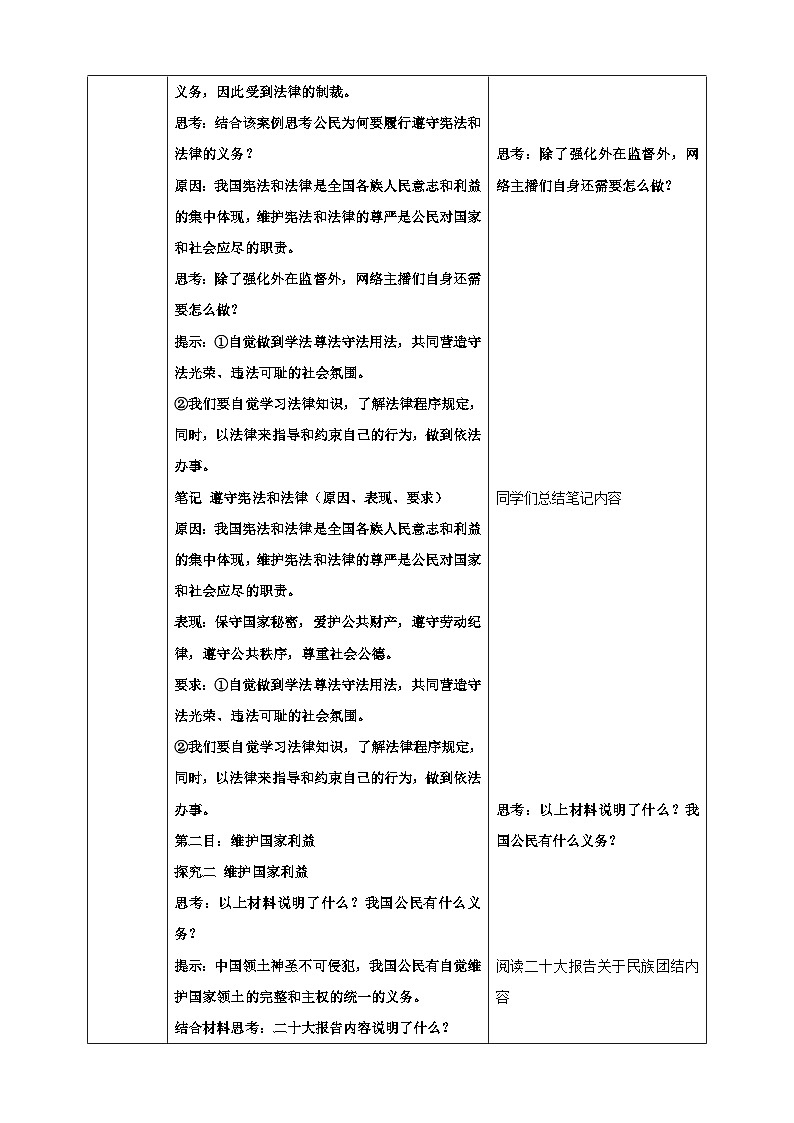 【核心素养目标】4.1《公民基本义务》表格式教案第2页