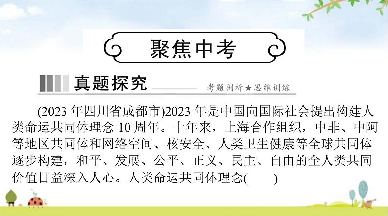 人教版九年级道德与法治下册第一单元第二课构建人类命运共同体聚焦中考课件01