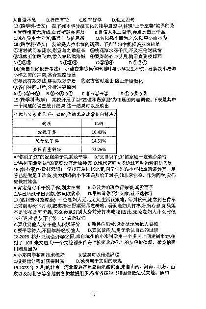 广东省四会市四会中学2023-2024学年九年级下学期第一次月考道德与法治试题第3页
