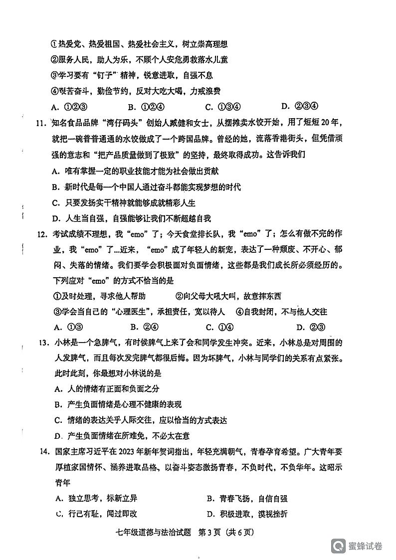 广东省阳江市阳东区+2023-2024学年七年级下学期4月期中道德与法治试题03