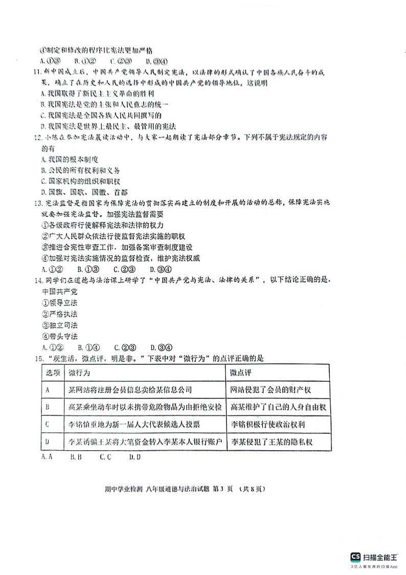 山东省滨州市无棣县+2023-2024学年八年级下学期期中道德与法治试卷03