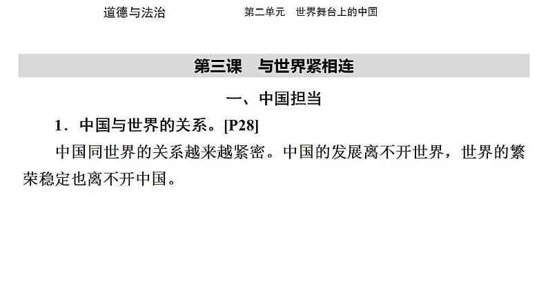 九年级下册第二单元 世界舞台上的中国 复习课件 -2024学年中考道德与法治一轮复习02