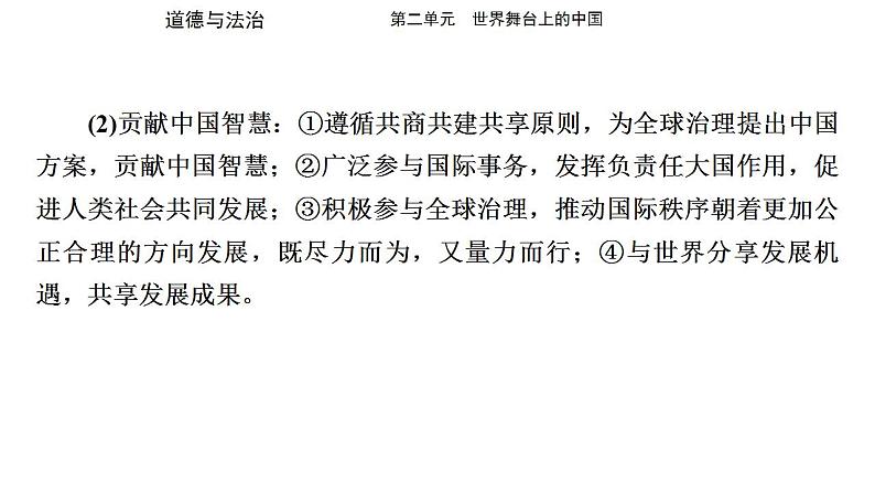 九年级下册第二单元 世界舞台上的中国 复习课件 -2024学年中考道德与法治一轮复习04