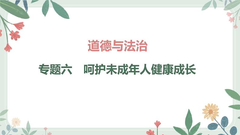 甘肃省2024年中考道德与法治二轮热点专题复习课件:专题6 呵护未成年人健康成长01